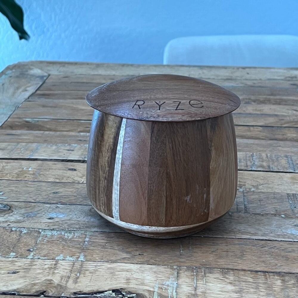 Ryze Acacia Wood Storage Container Round Matching Wooden Lid